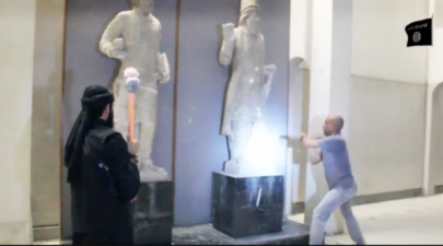 isis destroys mosul artifacts