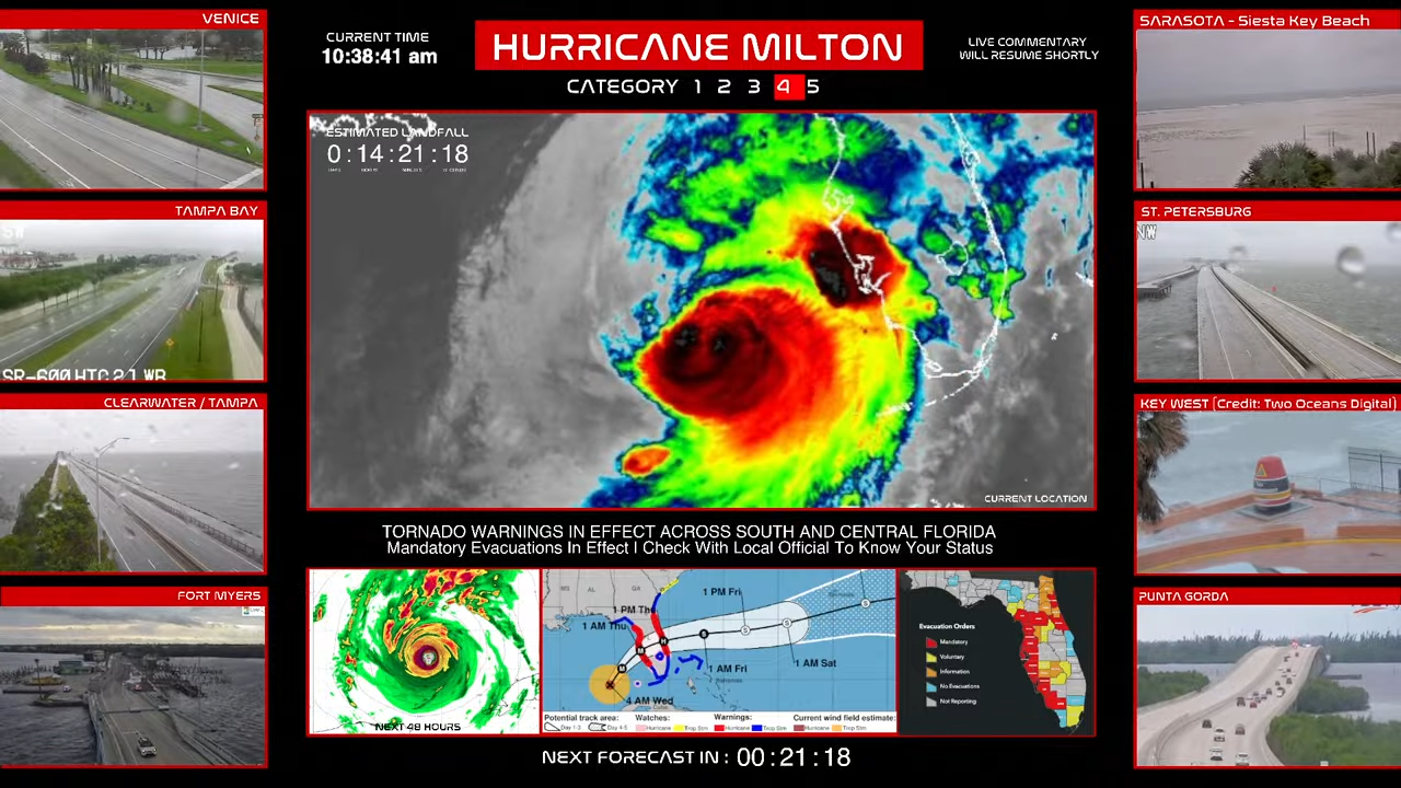 🔴LIVE Hurricane Milton Live Tracker CAT 5 CONFIRMED 3 47 33 screenshot